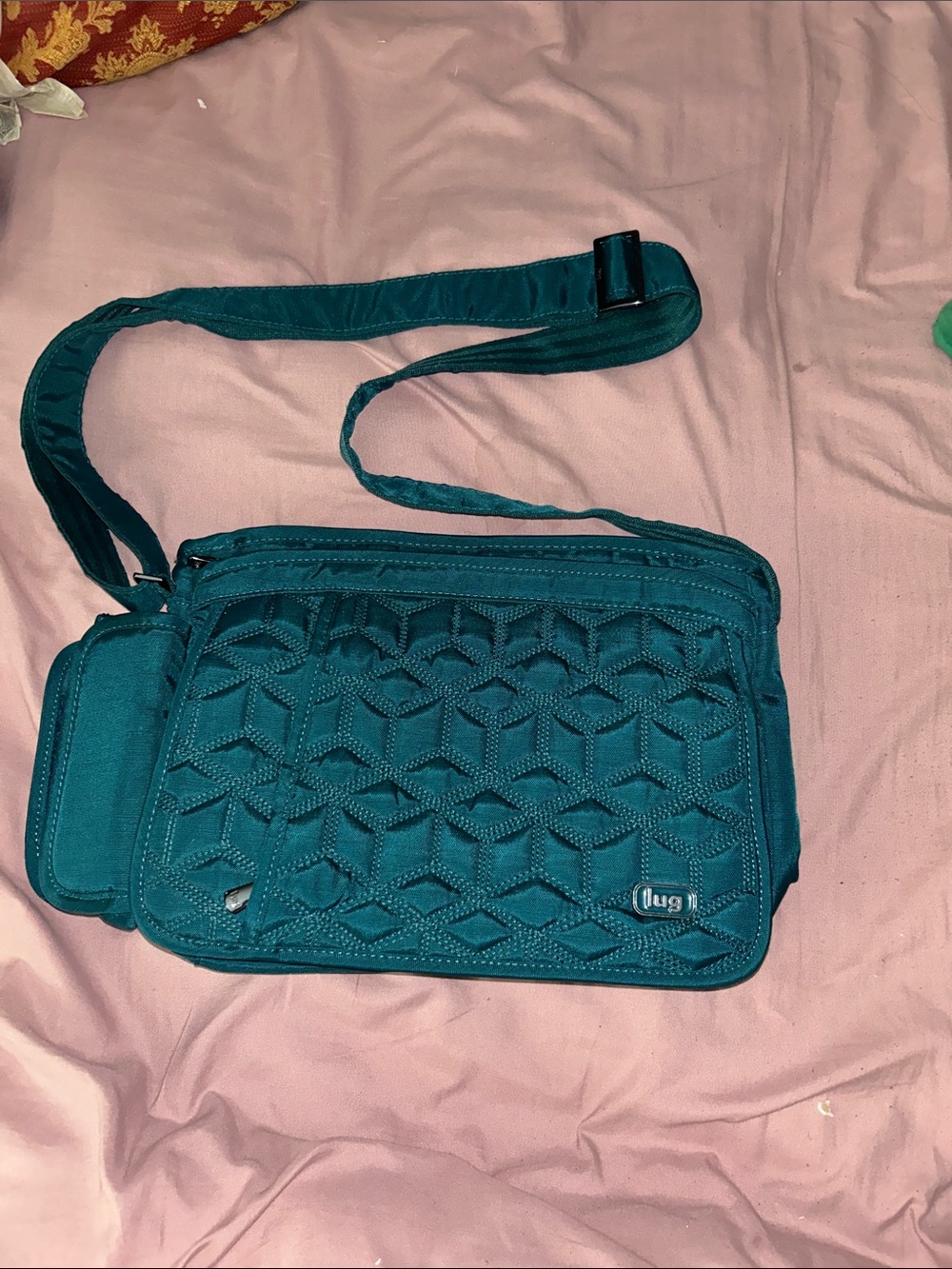 lug Teal Quilted Crossbody Bag with Adjustable Strap